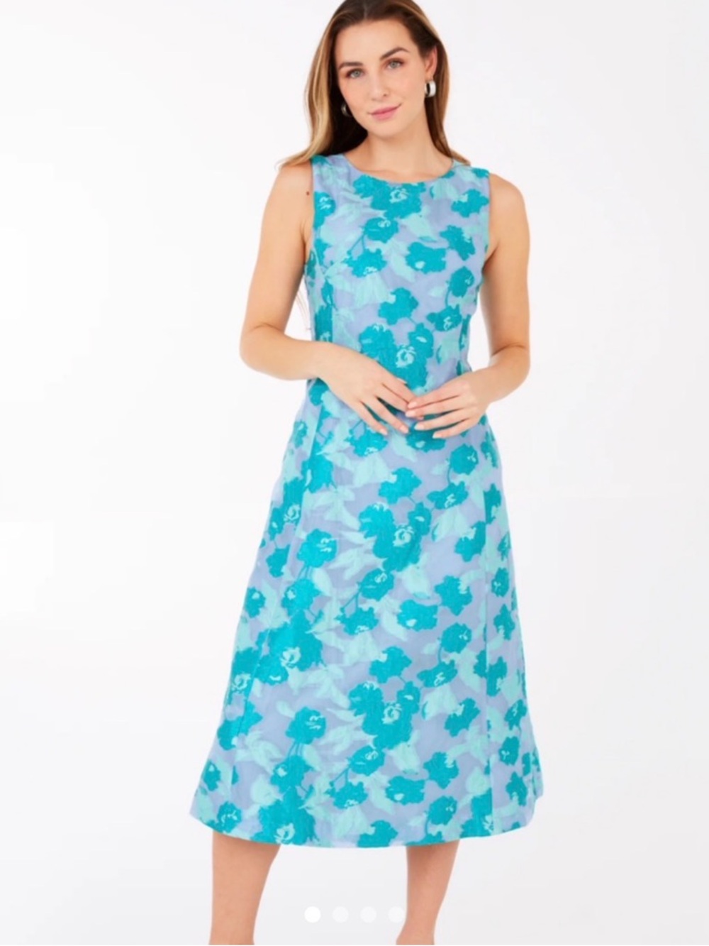 Avery Midi Dress Mint Rose Vine Organza